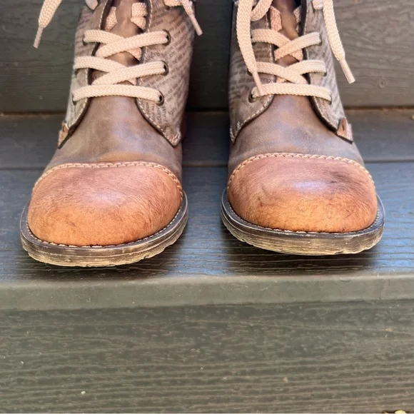 RIEKER BROWN TAN COMBAT BOOTS SIZE 39 NEW - Picture 4 of 11